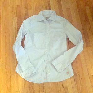 Women’s fitted light blue carhartt button down